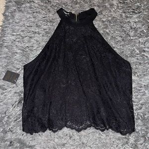 NWT BEBE Lace Black Top